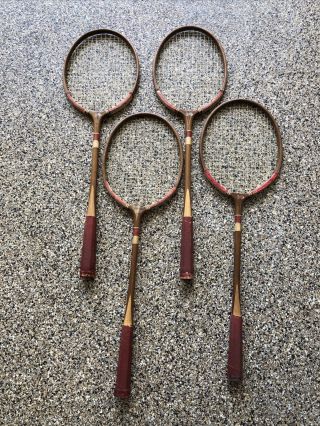 4 Wood Wooden Hobby Badminton Rackets Vintage Antique