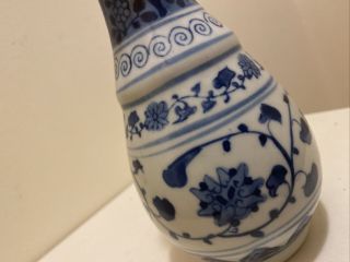 Vintage Flow Blue Chinoiserie Porcelain Floral Vase Hand Glazed And Formed 3