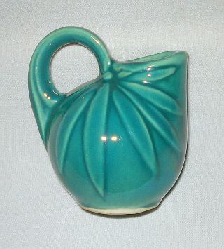 Vintage Shawnee Pottery Mini Miniature Turquoise - Aqua Pitcher Jug Creamer