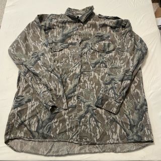 Mens Vintage Mossy Oak Treestand Made In Usa Shirt Size Xl Camo Green