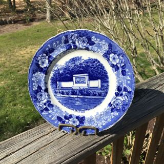 Vintage Flow Blue 10 " Porcelain China Souvenir Plate Bas Relief Of Provincetown