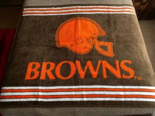 Vtg Biederlack Of The Americas Acrylic Blend Pile Blanket Cleveland Browns - Ec