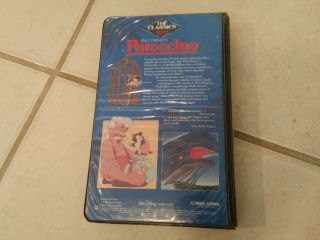 Vintage Pinocchio (VHS,  1985) Walt Disney Classics Black Clamshell Video Tapes 2