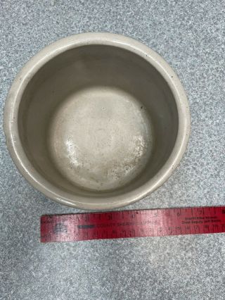 Antique Vintage Salt Glazed Crock Primitive Stoneware No Markings 5 1/2” Round