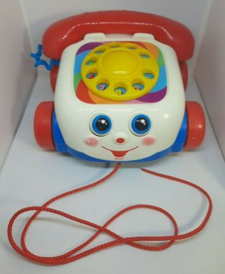 ☆ Vintage 2000 Fisher Price Chatter Phone Telephone Pull Toy With Moving Eyes