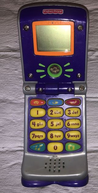 Fisher - Price Kids Toddler (2006) Mattel Gray Flip Cell Phone Music Sounds Toy