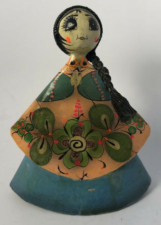 Vintage Sermel Tonala Jal Paper Mache Doll Mexican Folk Art Handmade