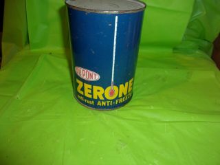 Vintage Dupont Zerone Anti - Freeze One Quart Full Metal Round Can