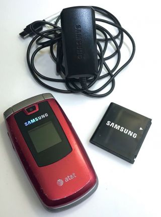 Vintage Red Samsung Sgh - A437 At&t Flip / Mobile / Cell Phone •powers Up/untested