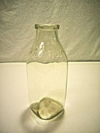 Vintage Quart Clear Glass Milk Bottle Biltmore Dairy Farm Asheville Nc