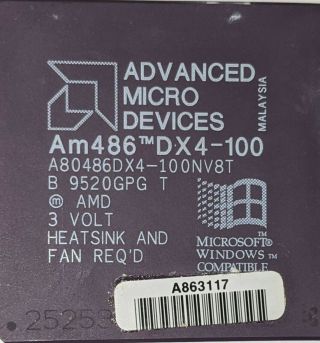 Amd 486 Dx4 100 Mhz Socket 3 Cpu A80486dx4 - 100 Vintage Processor Advanced Micro