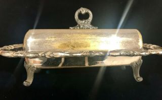 Vintage Fb Rogers Silver Company Silverplated Footed Butter Dish & Glass Insert