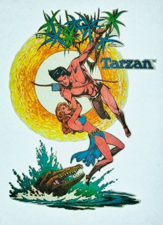 Vintage 1978 Tarzan And Jane Iron On Transfer Russ Manning Cartoon