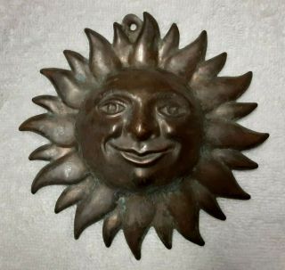 Vintage Copper - Sun Face - Garden Decoration/hangable 5 " Round
