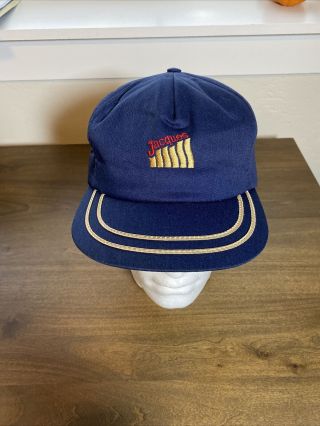 Vintage Swingster Jacques Seed Company Navy Blue Gold Snapback Trucker Hat Cap
