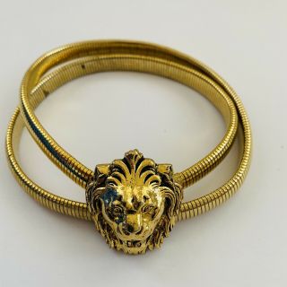 Vintage Accessocraft Nyc Gold Metal Lions Head Stretch Serpentine Belt Classic