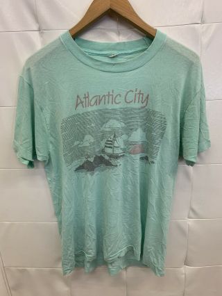 Vintage 80s Screen Stars Atlantic City Jersey Beach T - Shirt Sz L Usa