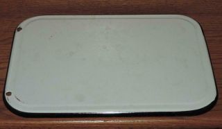 Vintage White & Black Enamelware Medical Refrigerator Pan Lid 13 - 1/2 " X 9 - 7/8 "