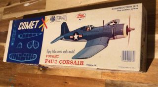 Vintage Comet Vought F4u - 1 Corsair Rubber Powered 20 " Model Airplane Kit 3404