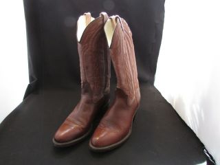 Mens Vintage Cowboy Boots Brown Round Toe 8 D
