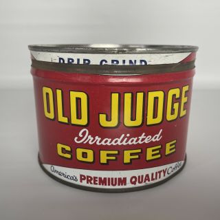 Vintage 1950’s Old Judge Coffee Tin 1 Lb Can.  St Louis History