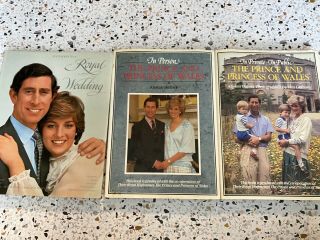 3 Vtg Hardcover Books Royal Wedding Princess Diana & Prince Of Wales Books