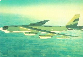 Vintage Military Chrome Postcard B - 52 Stratofortress In Flight Bomber Usaf
