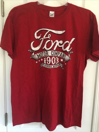 Men’s Xl T - Shirt Red W/vintage Design Ford Motor Company 1903 Dearborn,  Michigan