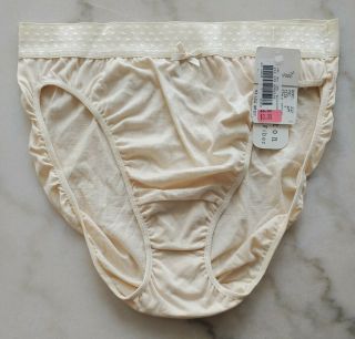 Nwt Vtg Cabernet 100 Cotton High Cut Leg Brief Nude Panty Sz 7 / L