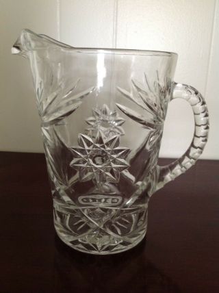 Vintage Fifties Celar Glass Pitcher With Star Design
