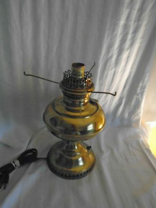 Vintage B&h Brass Oil Lamp Electrified Table Lamp No Shade