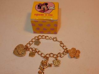 Vintage Avon Disney Minnie N Me Mouse 6 " Charm Bracelet Mib Nos Children 