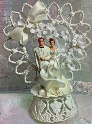 1965 Wedding Cake Topper Vintage Love Groom Bride Floral