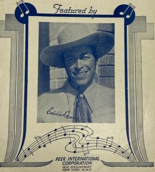 One Has My Name The Other Has My Heart Eddie Dean 1948 Vtg Sheet Music