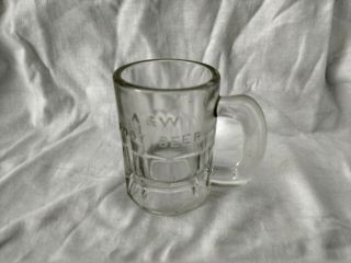 Vintage Clear Glass A & W Root Beer (embossed Logo) Mini Mug - U.  S.  A.