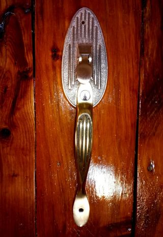 Large Heavy Vintage Brass Door Pull Handle Keyed Lock W/thumb Latch 13 1/2 "