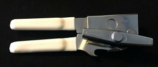 Vintage Swing - A - Way Can Opener With White Handles Euc