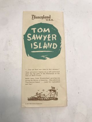 Disneyland Vintage Tom Sawyer Island Map Brochure 1957 Walt Disney Productions