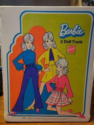 Rare Vintage Barbie 3 Doll Trunk Case Mattel 1970