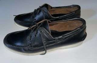 Vintage Quoddy - South Willard Black Leather Boat Shoes (9.  5)