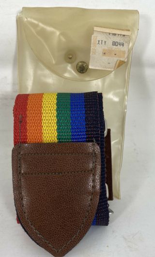 Vintage Rainbow Cloth Luggage Straps Leather Luggage Wraps Travel Accessory