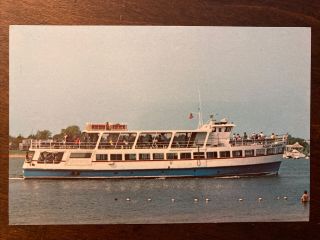 Nantucket Ma Vintage Chrome Postcard M/v Point Gammon Hy - Line Ferry Boat 1970s