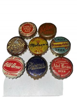 8 Vintage Beer Cork - Lined Beer Bottle Caps