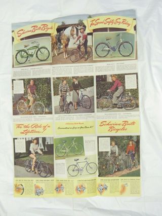 Vintage 1940s Schwinn Bicycle Poster,  Hollywood Stars