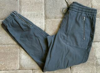 Athleta Farallon Pants Vintage Palm Grey Joggers Women’s Size 4 Zip Pockets