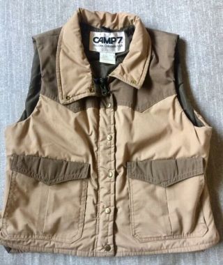 Vintage Camp Boulder Jacket Vest Size Small Two Tone Beige Brown Deep Pockets