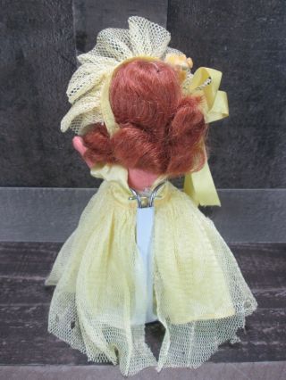 Nancy Ann Storybook Doll Yellow Bridesmaid Tulle Dress Headband Red Hair Vintage 3