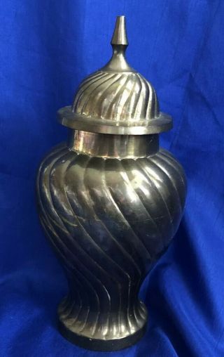 Sc Vintage Brass Urn Vase Ginger Jar Lided Twist Design Unique Made In India