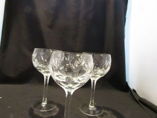 Set Of 3 Vintage Crystal Cut Glass Pattern Stemmed Wine Glasses Three Glasses