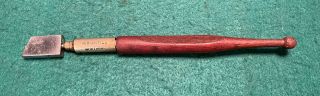 T E Antill Worthing England Wood & Brass Vintage Diamond Tipped Glass Cutter